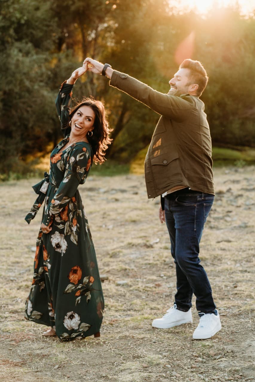 Couple dancing and twirling