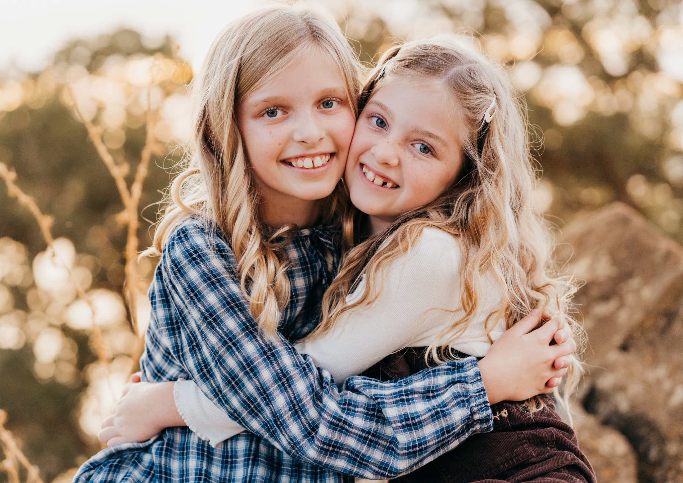 Sisters hugging